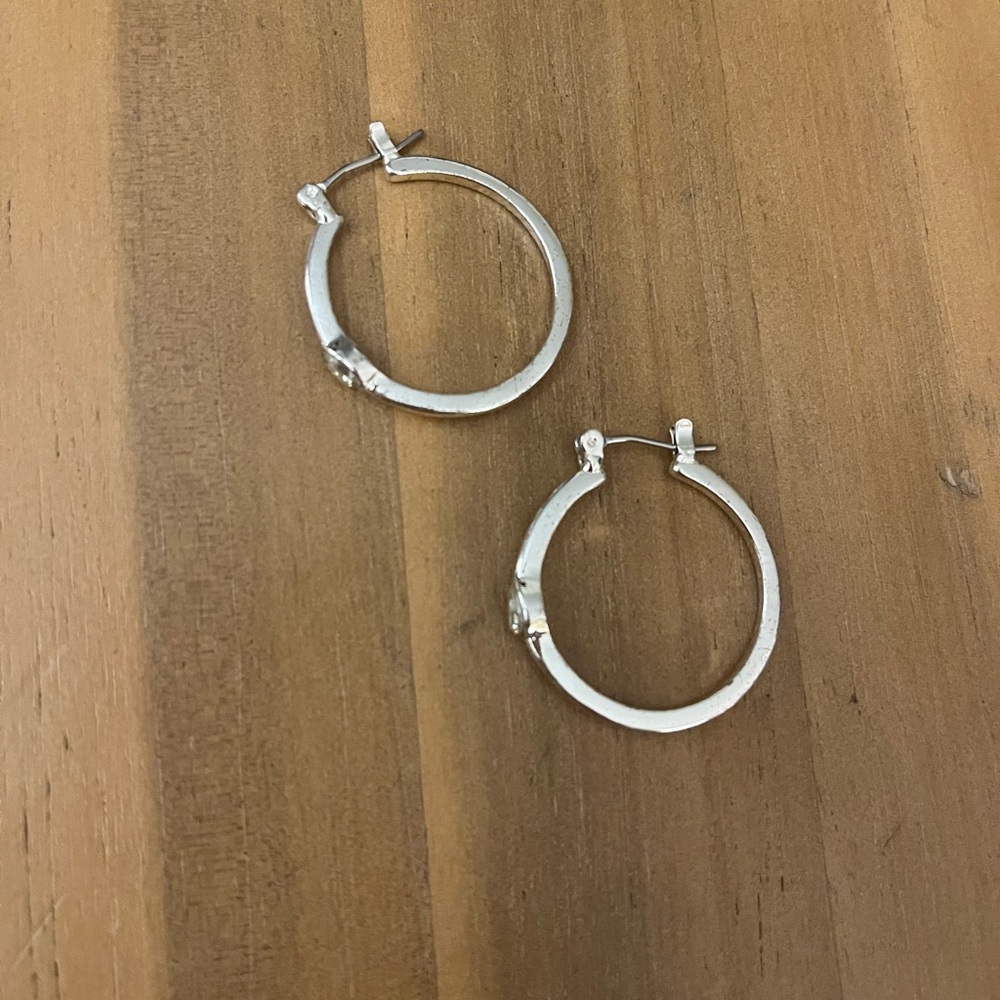 Silver Hoop Earrings with marquee rhinestone detail